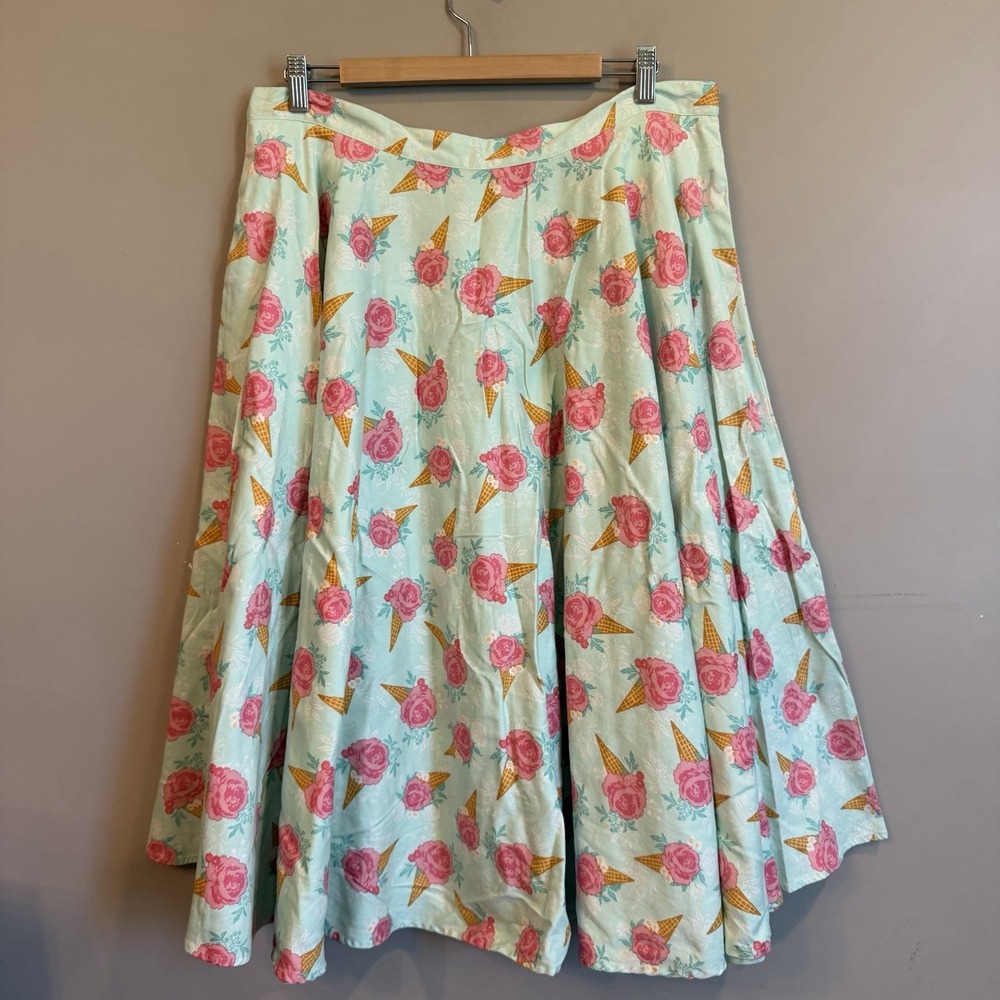 Voodoo Vixen Xxl Retro Ice Cream Swing Skirt Pin Up 50's Style Summer Pastel